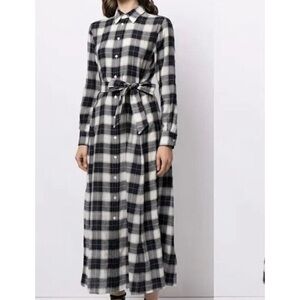 NWOT POLO RALPH LAUREN Check-Print Wool Maxi Shirt Dress - 6
